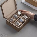 TAWBURY Luxury Leather Travel Watch Case with 6 Compartments