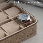 TAWBURY Luxury Leather Travel Watch Case with 6 Compartments