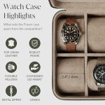 TAWBURY Luxury Leather Travel Watch Case with 6 Compartments