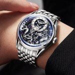 OUPINKE Men's Automatic Skeleton Watch with Sapphire Glass