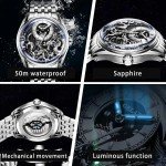 OUPINKE Men's Automatic Skeleton Watch with Sapphire Glass