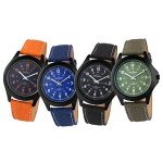 Peugeot Black Aviator Watch with Canvas Strap