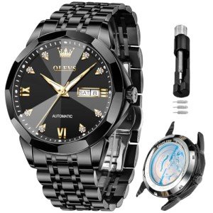 OLEVS Men's Automatic Dress Watch with Diamonds