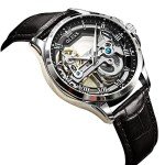 OLEVS Men's Skeleton Automatic Watch - Waterproof Leather