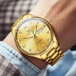OLEVS Men's Gold Automatic Mechanical Wristwatch
