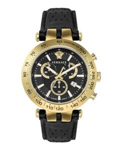Versace Men's Quartz Watch with Leather Strap