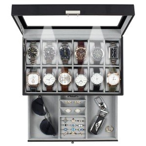 GUKA 12 Slot Leather Watch Display Organizer