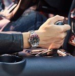 Luxury Men's GMT Automatic Watch, Waterproof, Black Red