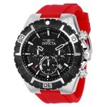 Invicta Aviator 49mm Chronograph Black Dial Red Silicone Band Men's Watch 37631