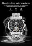 OLEVS Men's Silver & Black Skeleton Automatic Watch