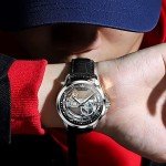 OLEVS Men's Automatic Skeleton Watch with Leather Band