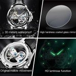 OLEVS Men's Automatic Skeleton Watch with Leather Band