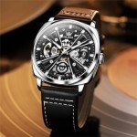 OLEVS Men's Luxury Skeleton Mechanical Watch