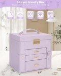 Purple Leather Jewelry Box with Mirror and Drawers