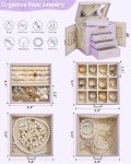 Purple Leather Jewelry Box with Mirror and Drawers