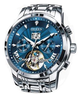 Men's OLEVS Luxe Skeleton Watch with Timer