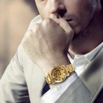 Luxury Gold Tone Skeleton Automatic Mechanical Wrist Watch