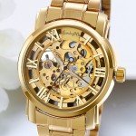 Luxury Gold Tone Skeleton Automatic Mechanical Wrist Watch