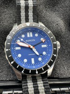 Sangin Instruments Sea Blue GMT Watch + Metal Bracelet