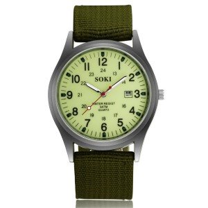 Men's Military Luminous 24-Hour Dial Quartz Watch