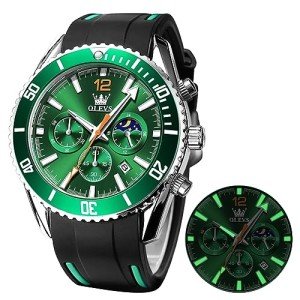 OLEVS Men's Waterproof Chronograph Watch with Luminous Strap