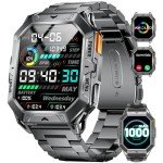 HIRREO Men's Military Smart Watch, 80 Days Battery