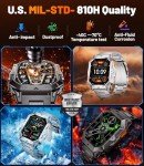 HIRREO Men's Military Smart Watch, 80 Days Battery