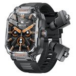 Military Smartwatch with Earbuds for Men