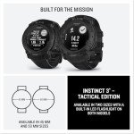 Garmin Instinct® 3 Tactical Edition, 45mm, Solar Charged Display, Rugged Outdoor GPS Smartwatch