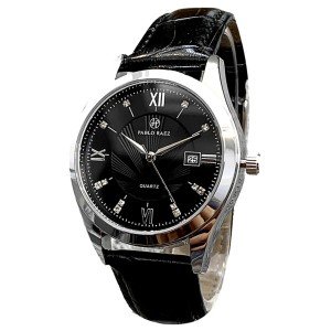 Waterproof Quartz Watch with Leather Band for Men