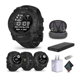 Garmin Instinct 3 Tactical GPS Smartwatch Bundle