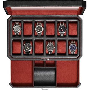 ROTHWELL Luxury 12-Slot Watch Box with Drawer
