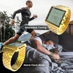 Men's Waterproof Military Digital Watch - Gold