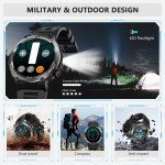 Tactical Military Smart Watch for Men, 5ATM Waterproof