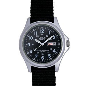 Lorus Black Dial Day-Date Military Watch