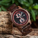 Stylish Men's Wooden Chronograph Watch - Red