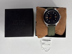 Boss Orange Men's Tactical Quartz Watch with Green Band