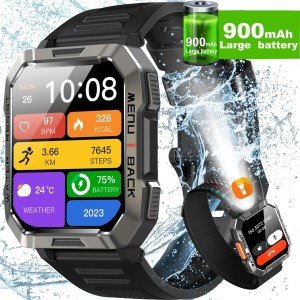 Tactical Men's Smart Watch with Heart Rate Tracker