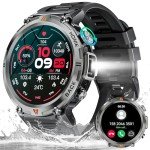 Military Smart Watch for Men with LED Flashlight 3ATM Waterproof Tactical Smart Watch with 100+ Sport Modes 1.45” Fitness Tracker with Heart Rate Sleep Monitor for iOS Android (Black)