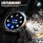 Military Smart Watch for Men with LED Flashlight 3ATM Waterproof Tactical Smart Watch with 100+ Sport Modes 1.45” Fitness Tracker with Heart Rate Sleep Monitor for iOS Android (Black)