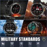 Military Smart Watch for Men with LED Flashlight 3ATM Waterproof Tactical Smart Watch with 100+ Sport Modes 1.45” Fitness Tracker with Heart Rate Sleep Monitor for iOS Android (Black)