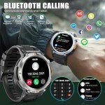 Military Smart Watch for Men with LED Flashlight 3ATM Waterproof Tactical Smart Watch with 100+ Sport Modes 1.45” Fitness Tracker with Heart Rate Sleep Monitor for iOS Android (Black)
