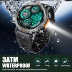 Military Smart Watch for Men with LED Flashlight 3ATM Waterproof Tactical Smart Watch with 100+ Sport Modes 1.45” Fitness Tracker with Heart Rate Sleep Monitor for iOS Android (Black)