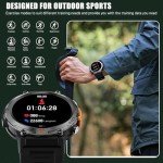 Military Smart Watch for Men with LED Flashlight 3ATM Waterproof Tactical Smart Watch with 100+ Sport Modes 1.45” Fitness Tracker with Heart Rate Sleep Monitor for iOS Android (Black)