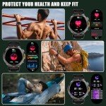 Military Smart Watch for Men with LED Flashlight 3ATM Waterproof Tactical Smart Watch with 100+ Sport Modes 1.45” Fitness Tracker with Heart Rate Sleep Monitor for iOS Android (Black)