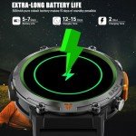 Military Smart Watch for Men with LED Flashlight 3ATM Waterproof Tactical Smart Watch with 100+ Sport Modes 1.45” Fitness Tracker with Heart Rate Sleep Monitor for iOS Android (Black)