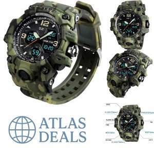 Men's Outdoor Tactical Dual Display Watch 164FT Waterproof
