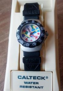 Vintage New Calteck 200m Women's Black Dive Watch Malibu Surf 
