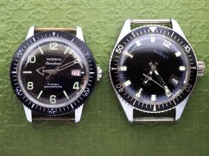 2 VINTAGE DIVE WATCHES for PARTS/REPAIR: NASSAU SKINDIVER & DORSET