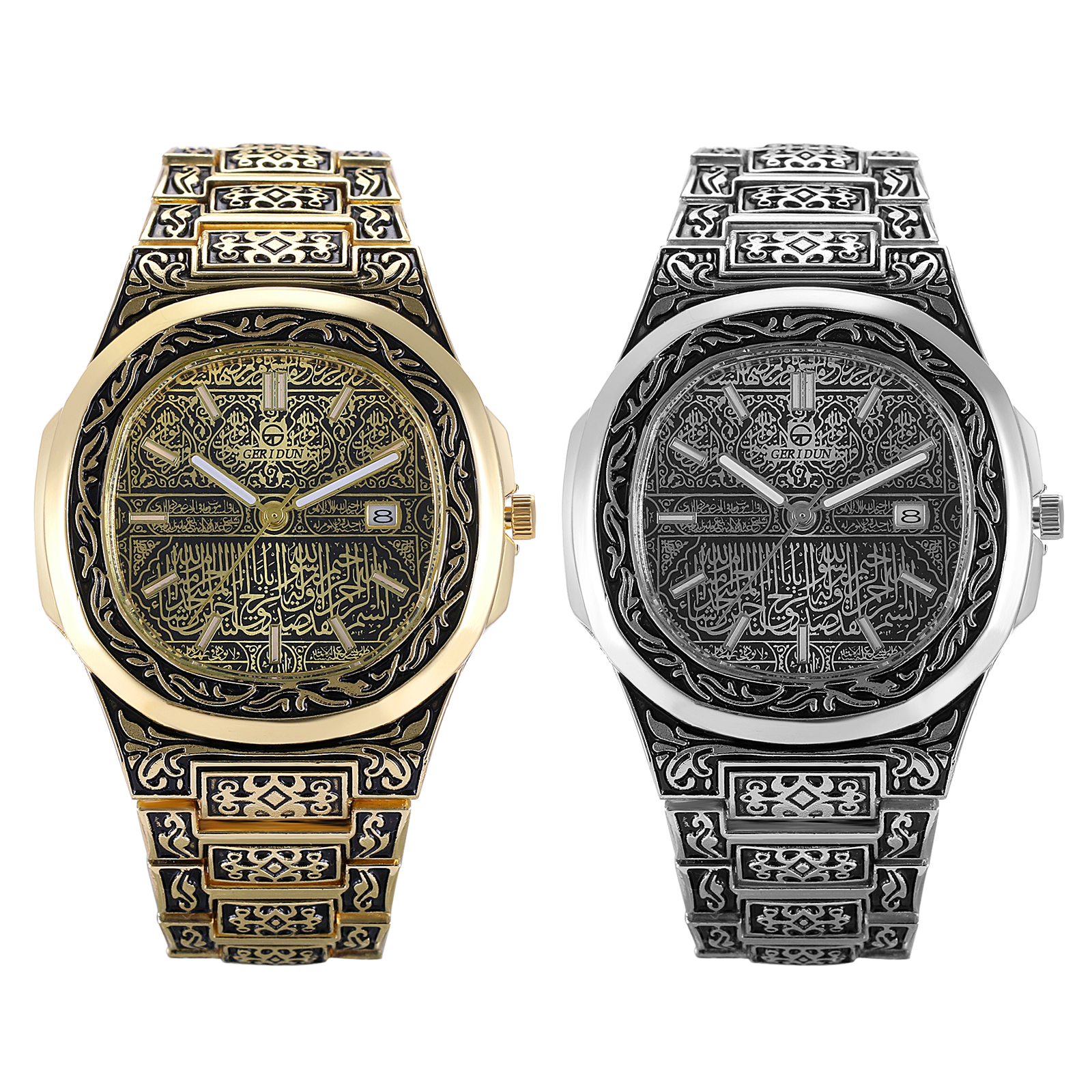 Men's Retro Tattoo Carved Waterproof Quartz Wristwatch